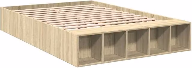 Berkfield Home Modern Small Double Bed Frame in Sonoma Oak and Beige, W/D/H: 120 x 200 cm – 1