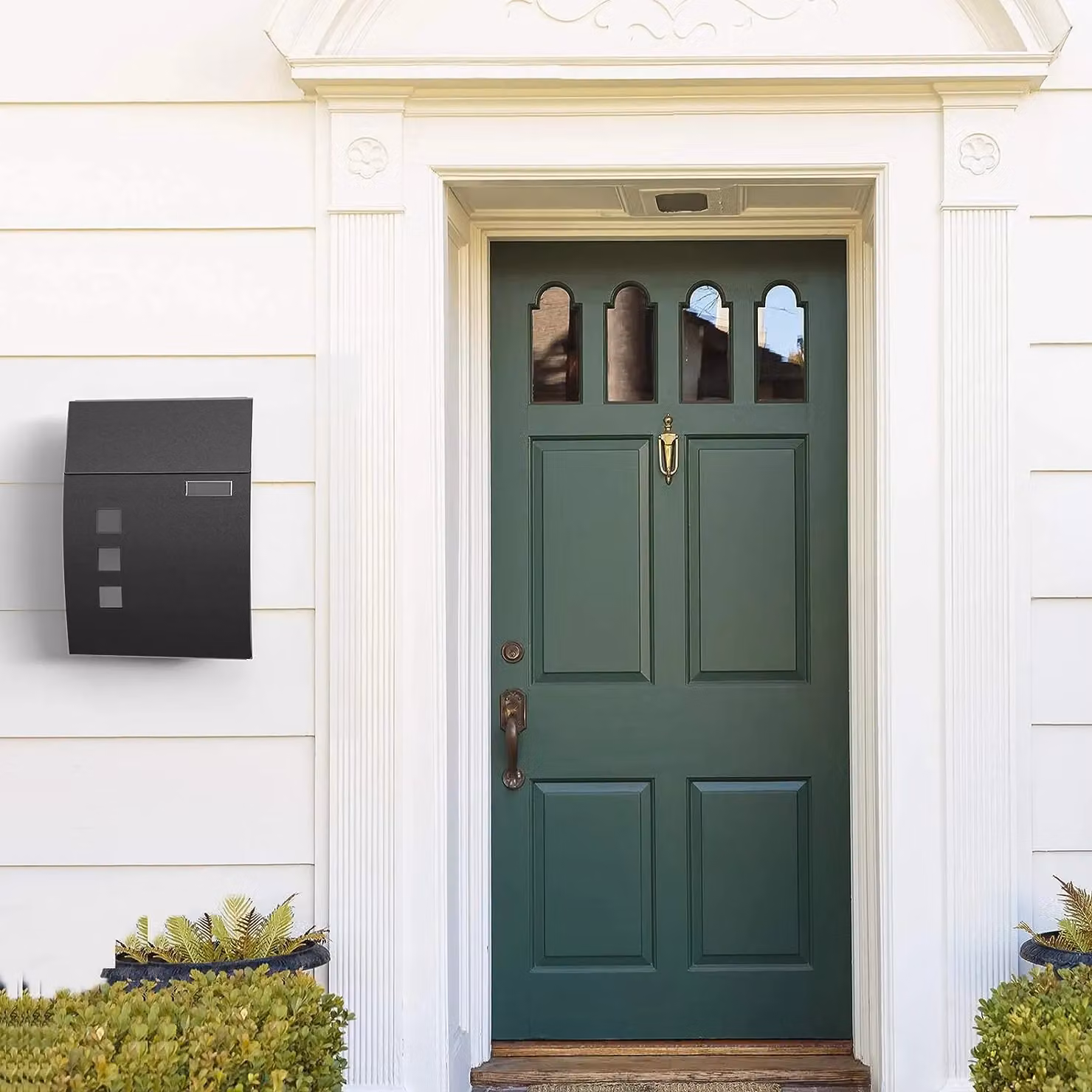 SONGMICS Lockable Wall Mounted Steel Letterbox in Black W/D/H: 32 x 10 x 45 cm – 2