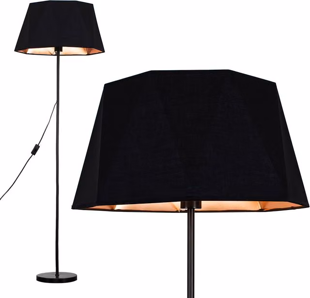 ValueLights Modern Black Metal Floor Lamp with Copper Geometric Shade