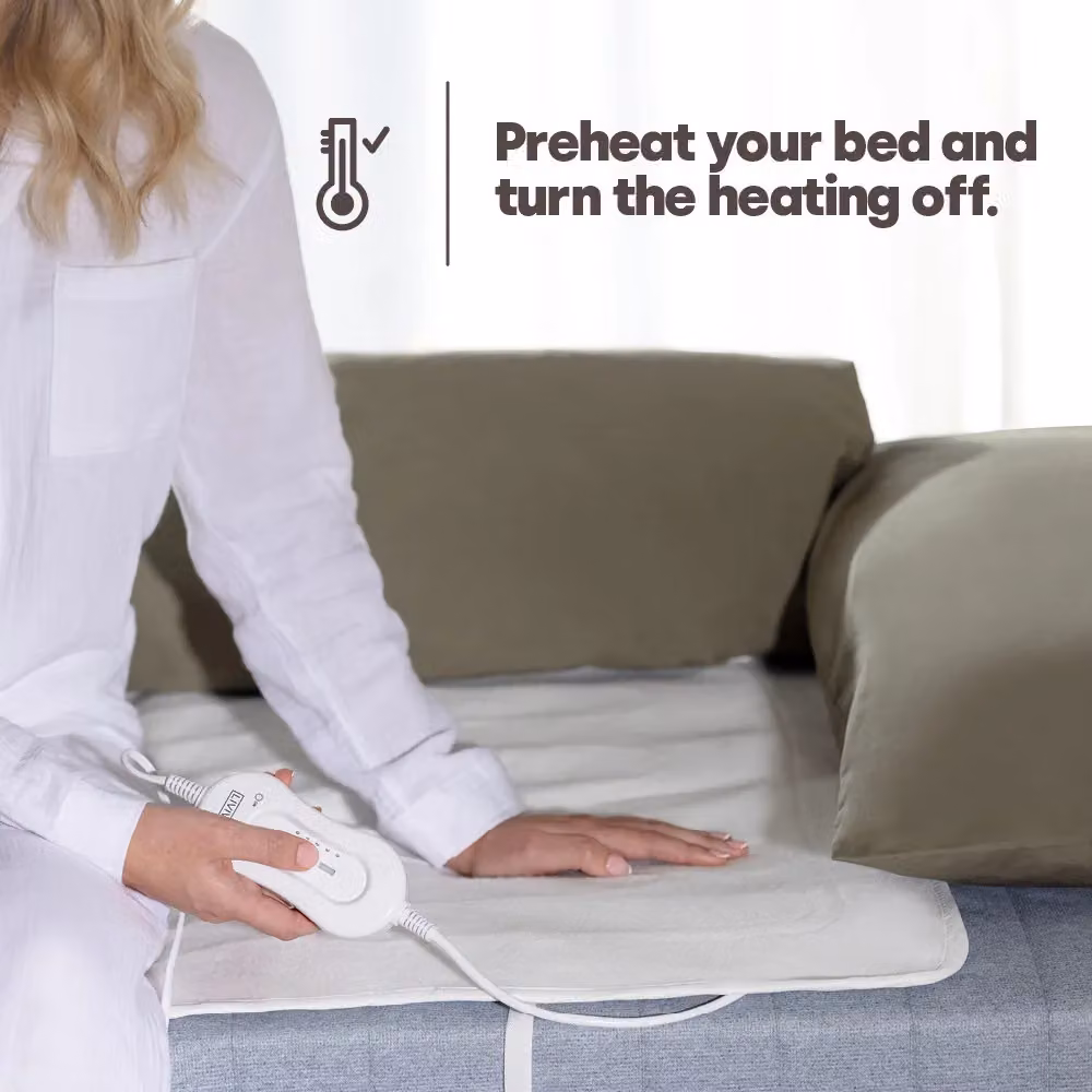 LIVIVO Electric Under Blanket, Single, White, W/D/H: 135 x 65 x 1 cm – 3