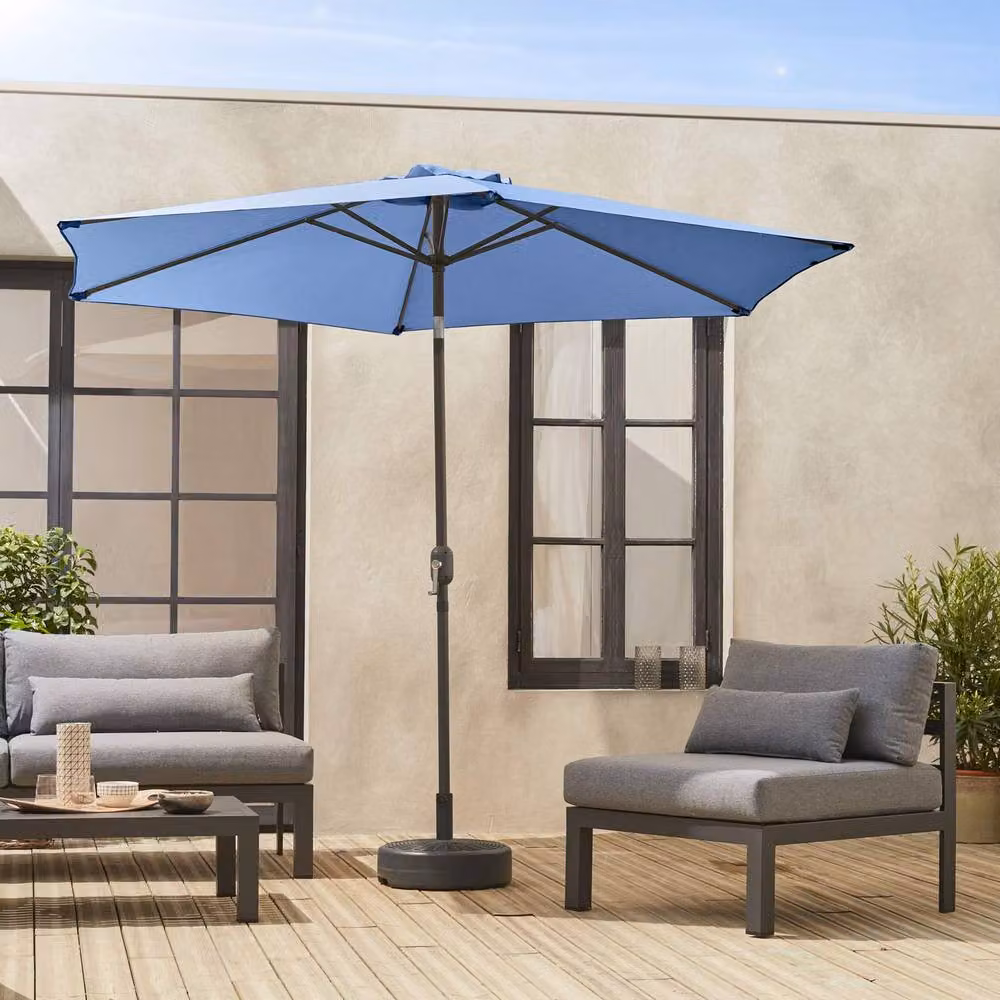 sweeek 3m Round Centre Pole Parasol in Blue with Aluminium and Polyester Construction – 2