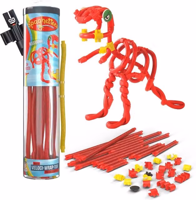 CLICS Spaghetteez Velociraptor Building Set in Red and Yellow