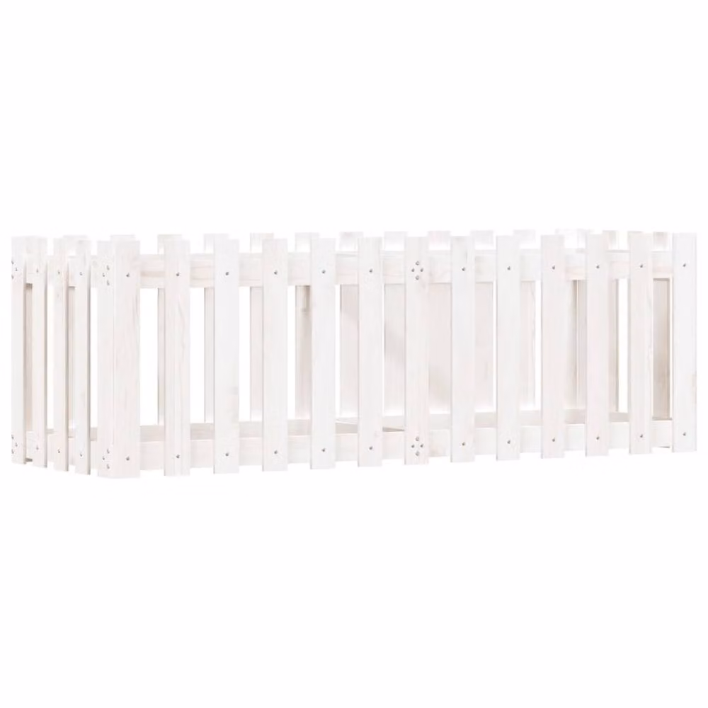 Berkfield Home Garden White Wooden Raised Bed with Fence Design, W/D/H: 150 x 50 x 50 cm – 3