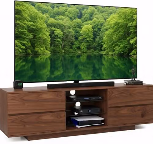 Centurion Supports Avitus Premium Walnut TV Cabinet with 4 Drawers and 3 Shelves, Brown, W/D/H: 158 x 40 x 48 cm – 1