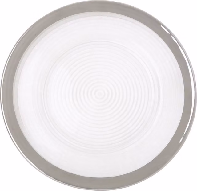 Orsina Ida Embossed Glass Charger Plate with Silver Rim, Diameter: 33 cm, Clear
