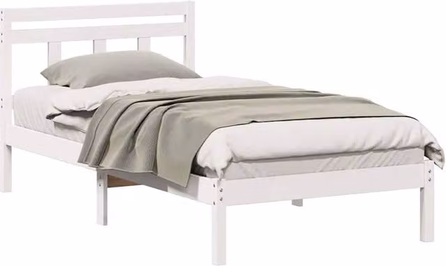 Berkfield Home Traditional White Solid Pine Wood Bed W/D/H: 90 x 200 cm
