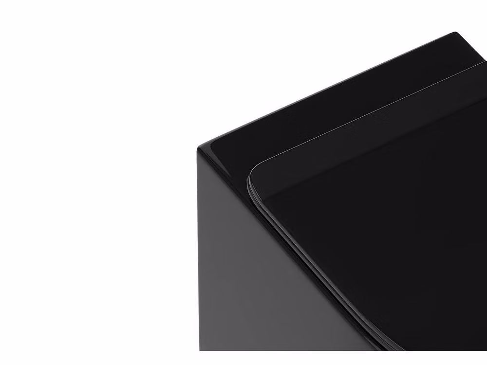 Vente-unique Wall-Hung Rimless Ceramic WC Pack with Decorative Concealed Cistern Frame in Gloss Black – 5