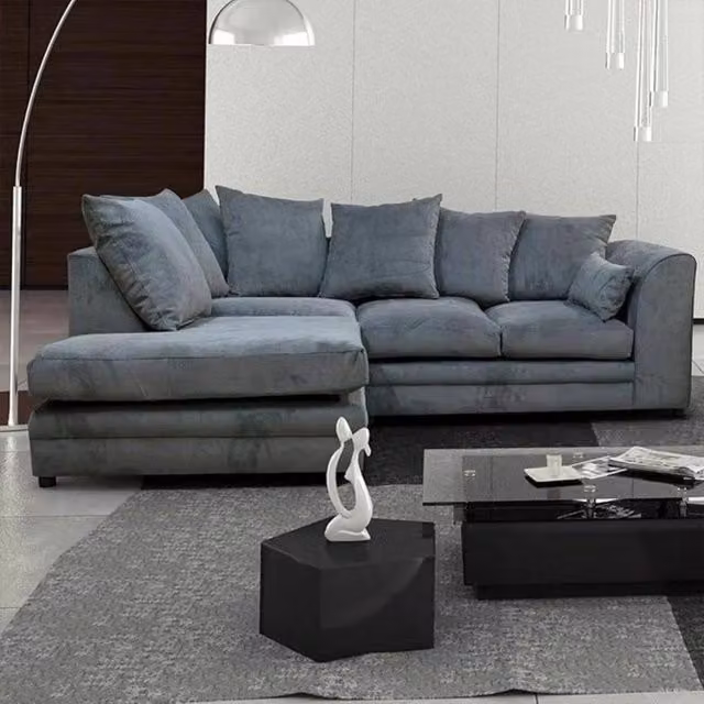 Snug Furniture Birmingham Ltd Fernando Grey Fabric Left Hand Corner Sofa Set with Scatter Cushions – 1