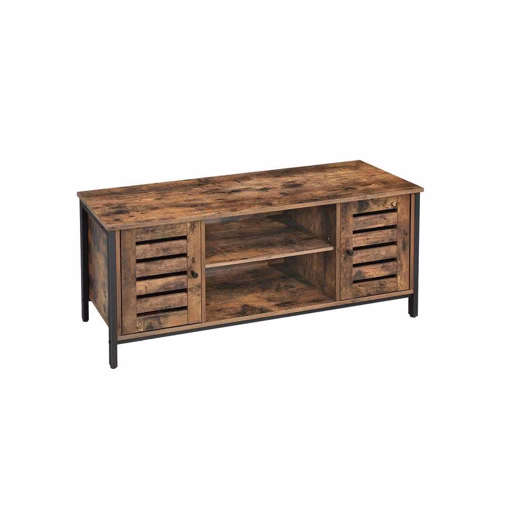 Pirlo Plush Industrial TV Stand Unit with Storage in Brown – 6