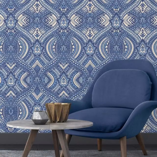 Hoopla Walls Blue Geometric and Abstract Classic Wallpaper Roll