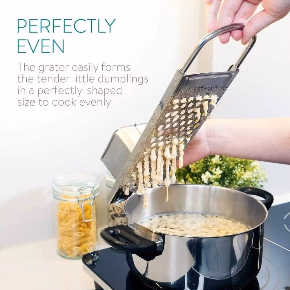 FLAVORA Flat Spaetzle Noodle Dumpling Press Maker in Metallic Silver – 3