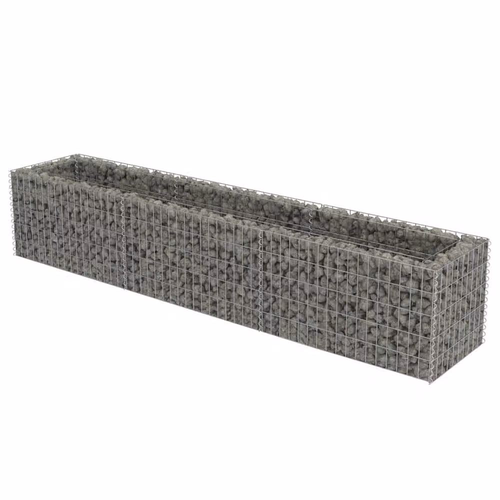 Berkfield Home Silver Galvanised Steel Gabion Raised Bed, W: 270 cm, D: 50 cm, H: 50 cm – 2