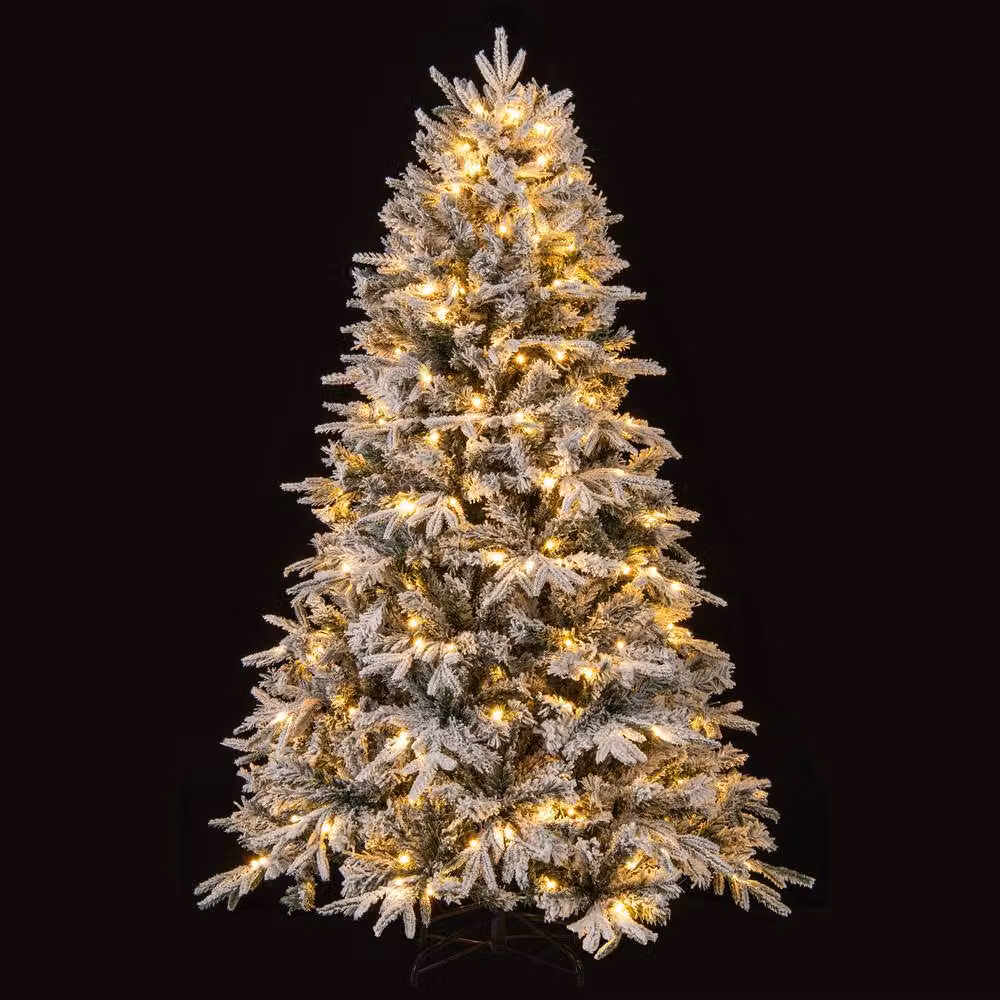 Costway Pre-lit Hinged Artificial Christmas Tree in White, Height: 180 cm – 3