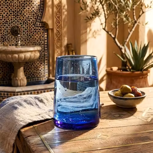 Nicola Spring Merzouga Blue Glass Tumblers, 260ml, Pack of 6 – 3