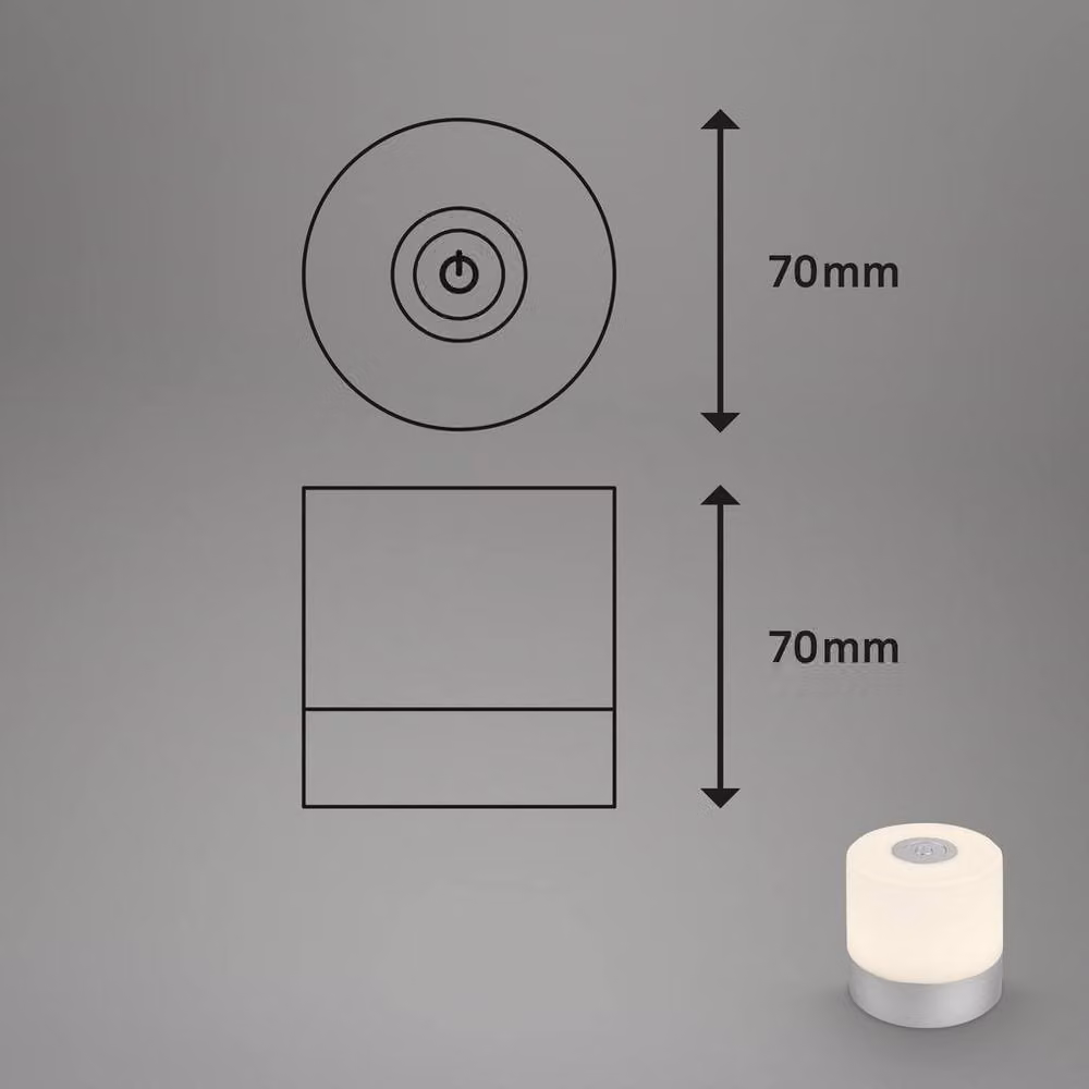 Briloner Mini Rechargeable LED Table Lamp in Chrome with Dimmer and IP44 Rating – 8