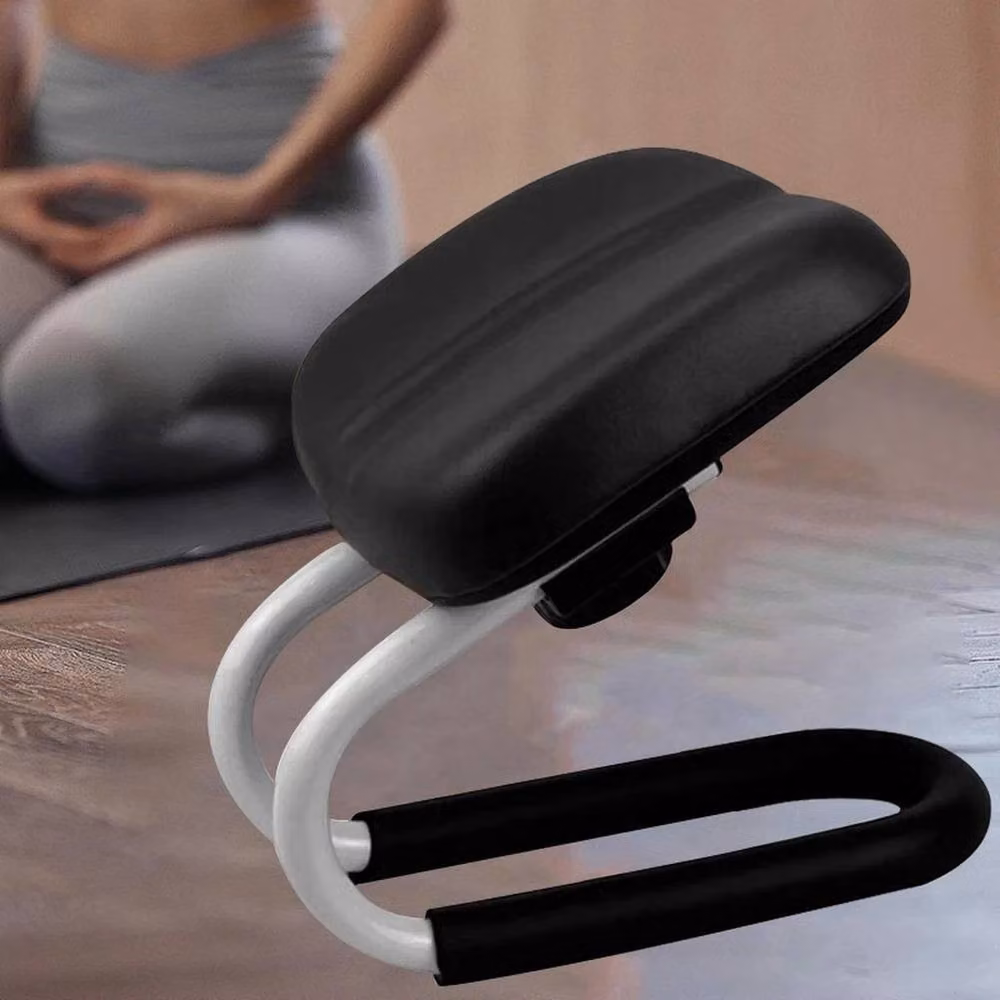 VOGREX Adjustable Portable Meditation Prayer Stool in Black with Metal Frame and Synthetic Leather – 4