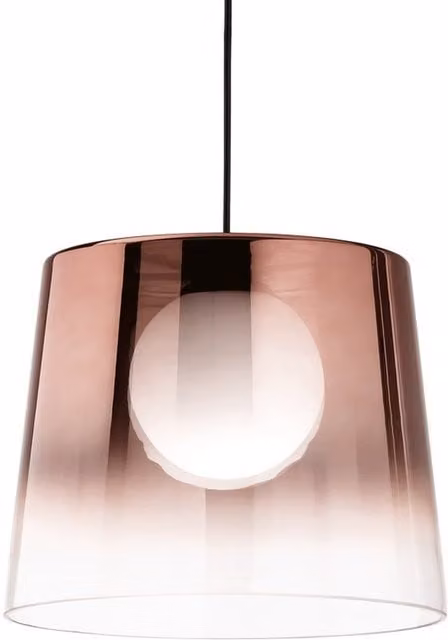 Ideal Lux Fade Dome Pendant Ceiling Light with Black and Copper Metal Shade and Transparent Glass