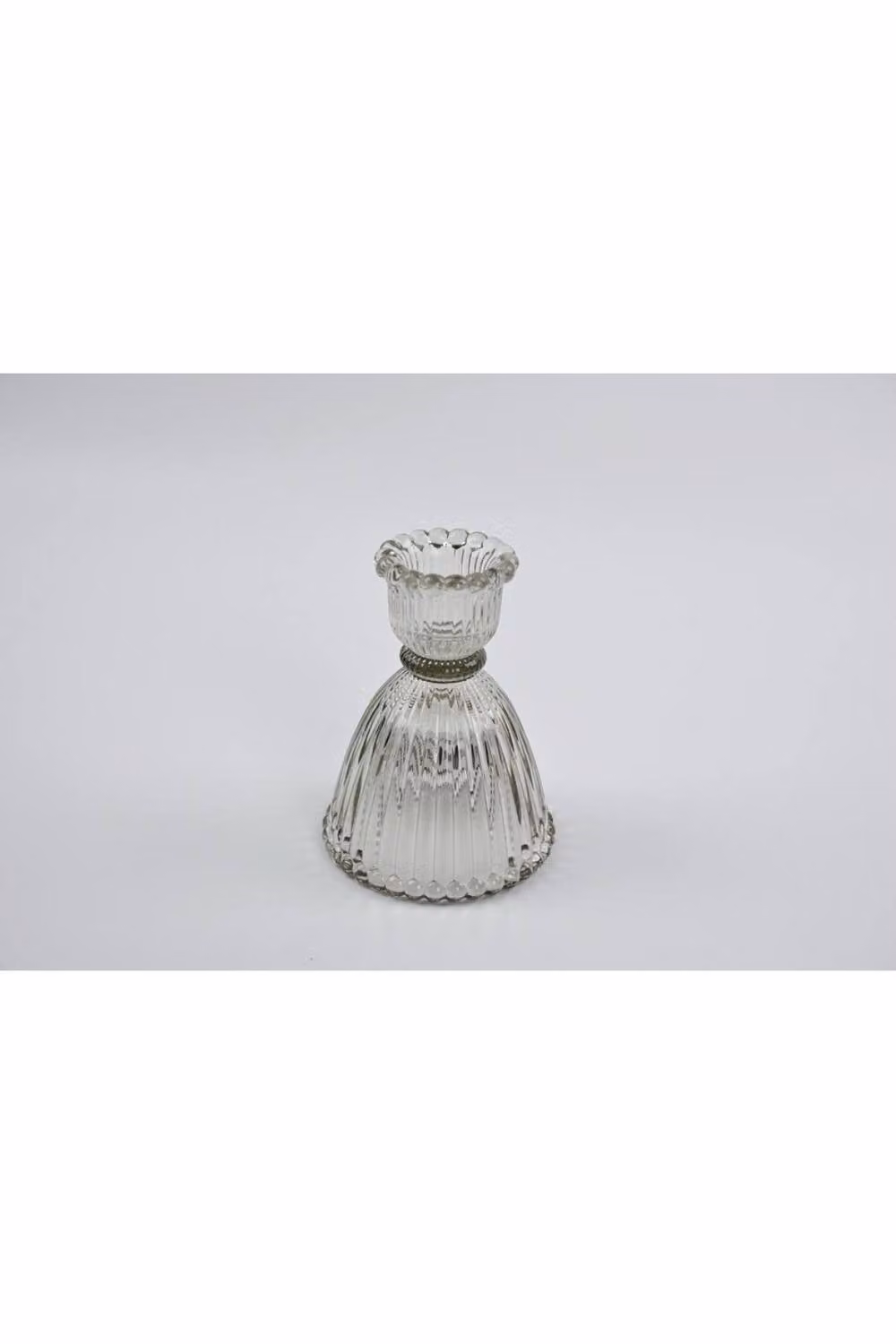 KDMD Smokey Brown Transparent Glass Taper Candle Holder for Tabletop