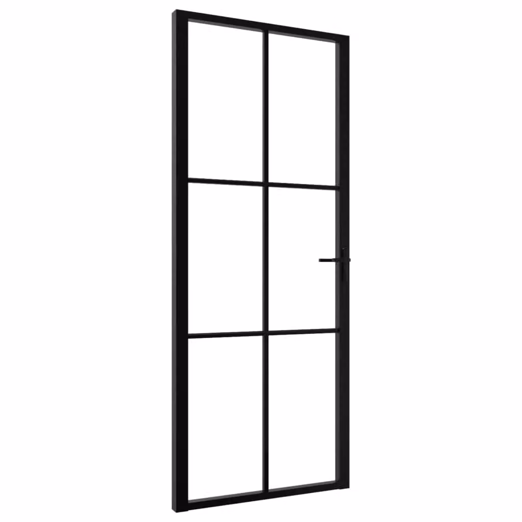 Berkfield Home ESG Glass and Aluminium Interior Door, Black, W: 83 cm, H: 201.5 cm – 2