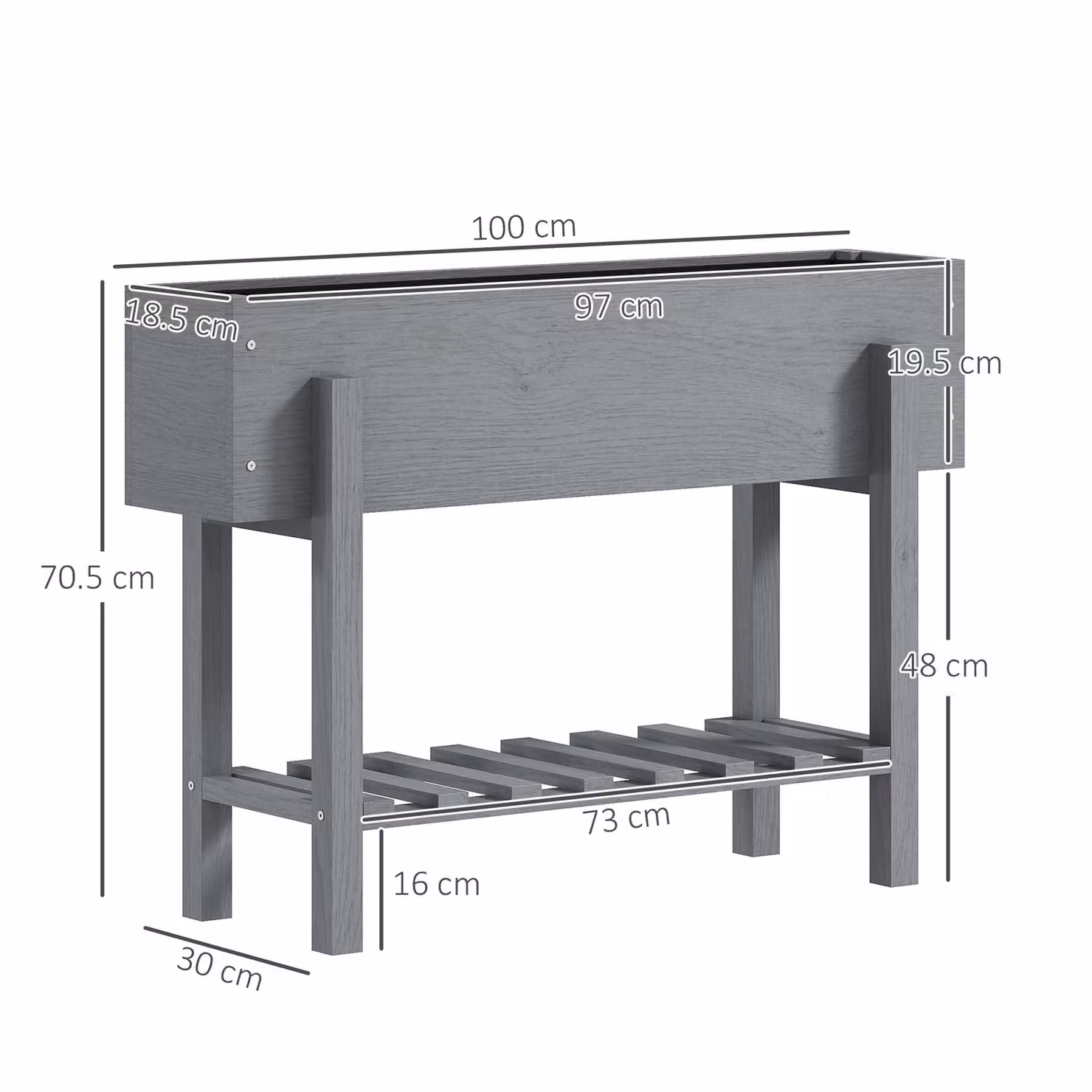 Outsunny Two-Tier Wooden Raised Planter in Grey – 3