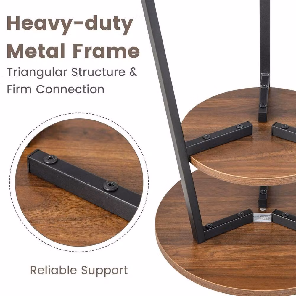 FORGEVIO 2-Tier Round Wood Side Table in Brown, W/D/H: 39.0 x 39.0 x 54.0 cm – 4