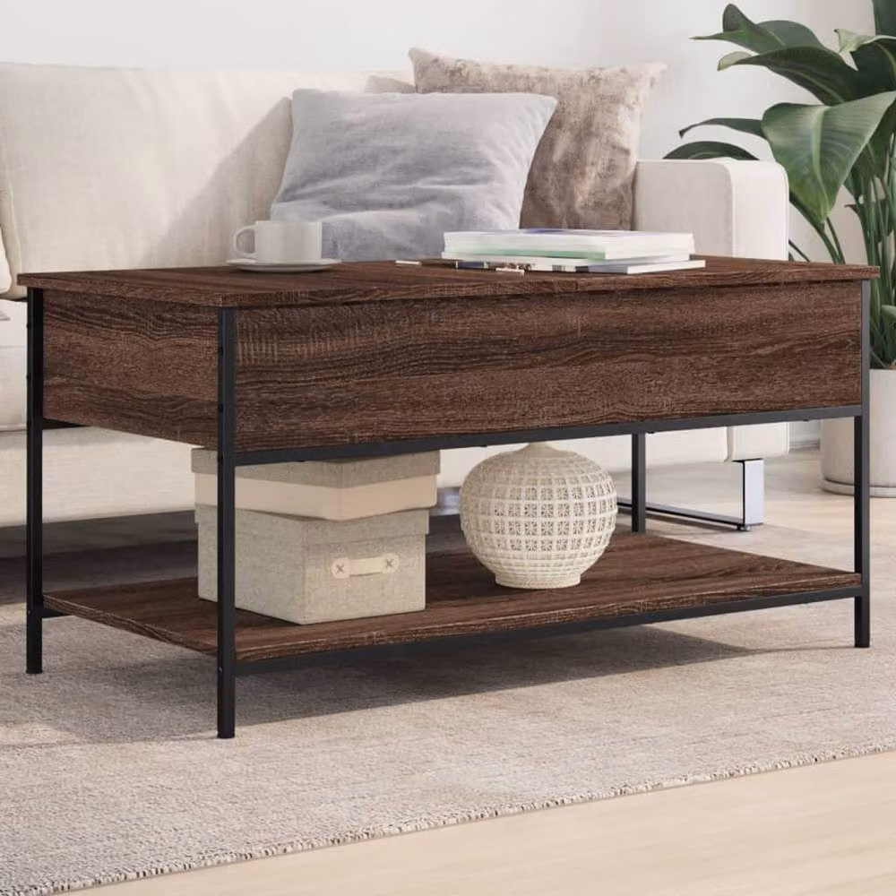 Berkfield Home Brown Oak Coffee Table with Lift Mechanism, W/D/H: 100 x 50 x 50 cm – 2