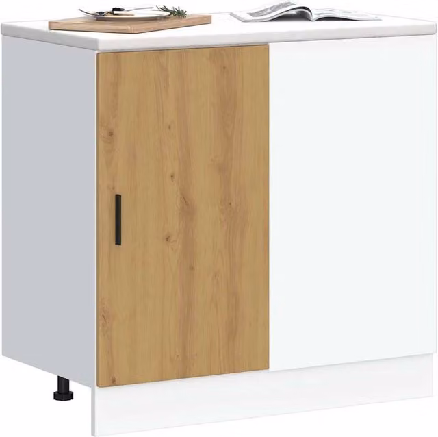 Berkfield Home Artisan Oak Sink Base Cabinet in Brown, W: 81.5 cm, D: 46.0 cm, H: 46.0 cm