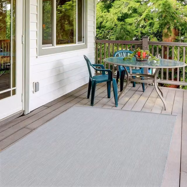 THE RUGS Grey Plain Indoor and Outdoor Rug, W/D: 80 x 150 cm – 1