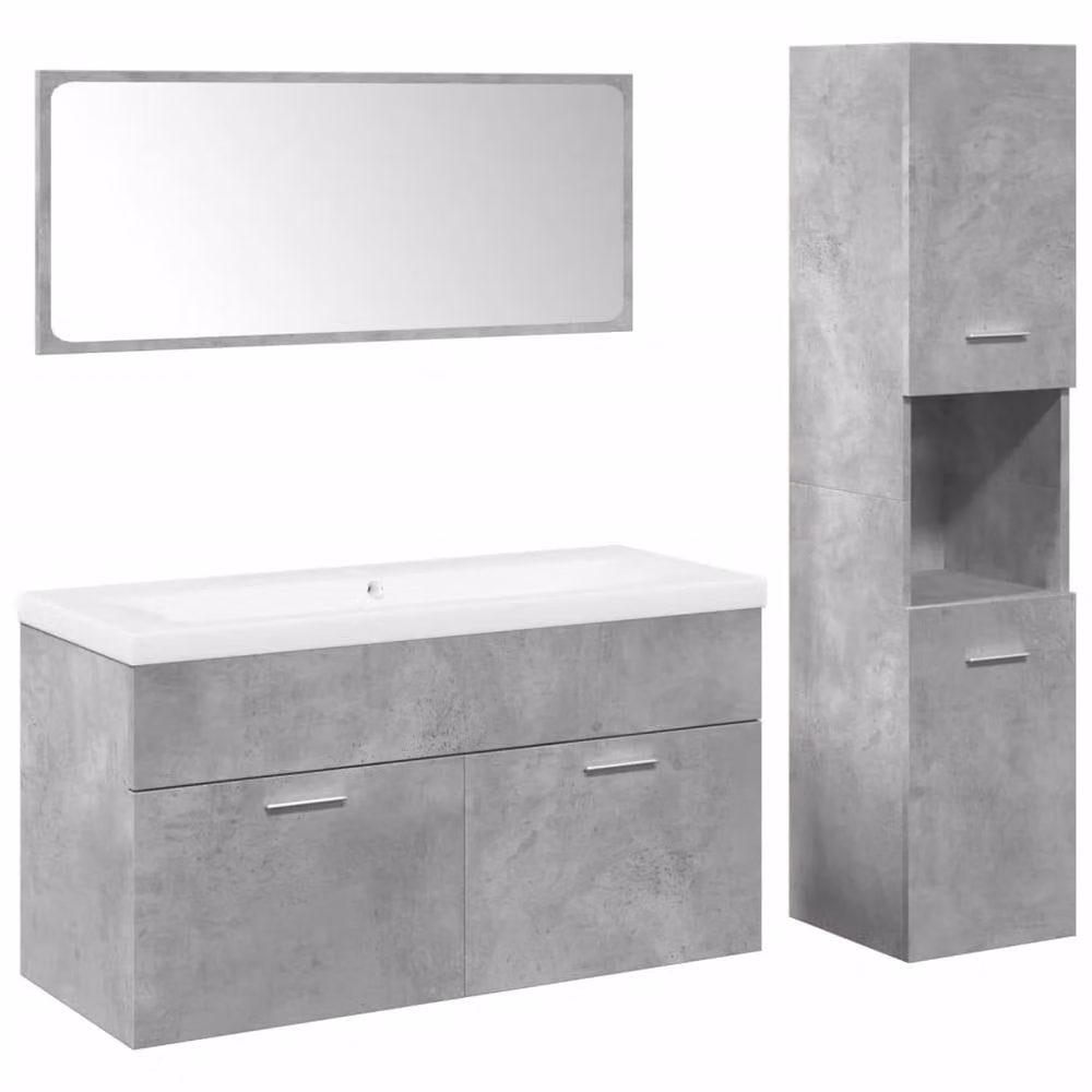Berkfield Home 4 Piece Modern Bathroom Furniture Set in Matt Concrete Grey