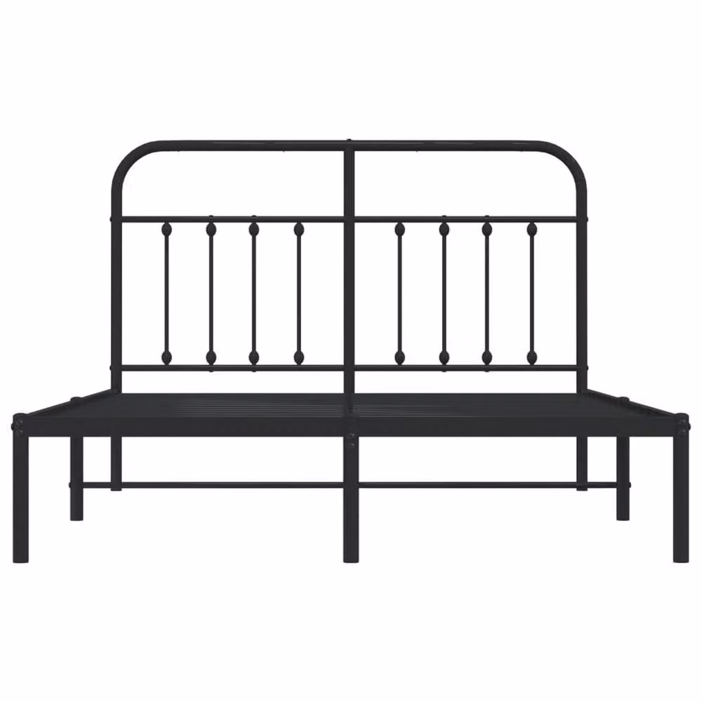 Berkfield Home Metal Bed Frame with Headboard, Black, W: 140 cm, L: 190 cm