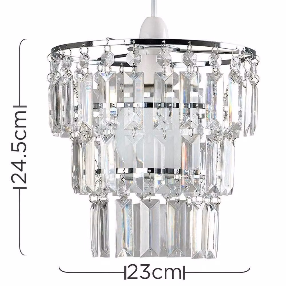 SPETLEK Transparent Crystal Pendant Ceiling Light Shade with Chrome Details – 2