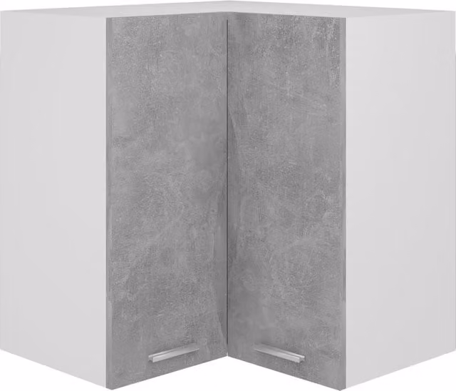 Berkfield Home Modern Wall Mounted Corner Kitchen Cabinet in Grey, W/D/H: 57 x 57 x 60 cm