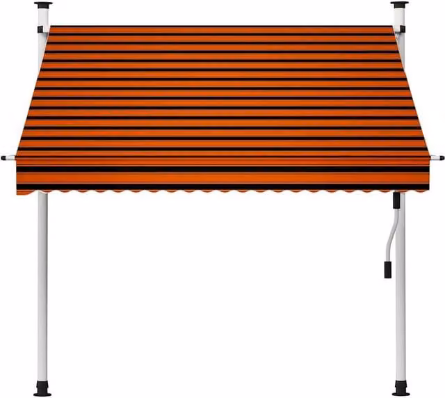 Berkfield Home Manual Retractable Striped Awning in Orange and Brown, Width: 200 cm