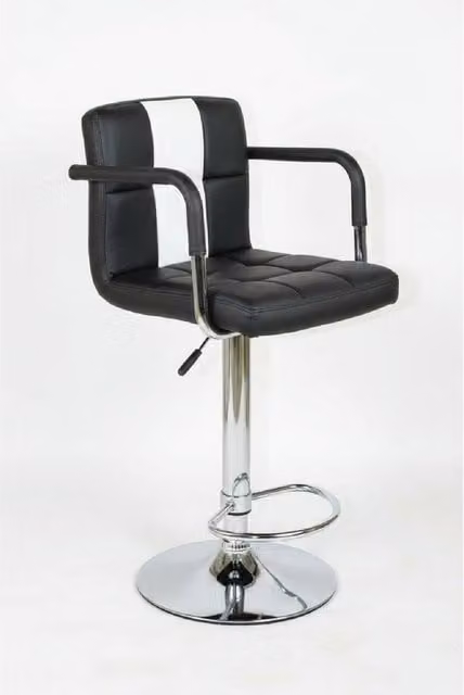 netfurniture Pair of Boton Retro Diner Bar Stools in Black and White, Height Adjustable