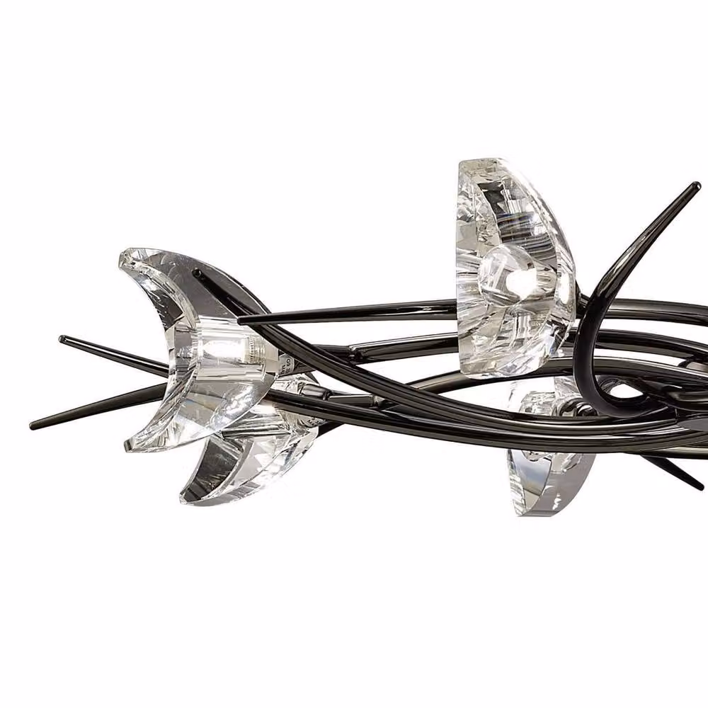 Netlighting Eclipse Telescopic Suspended 8 Light G9 Modern Pendant Light in Black Chrome and Crystal – 3