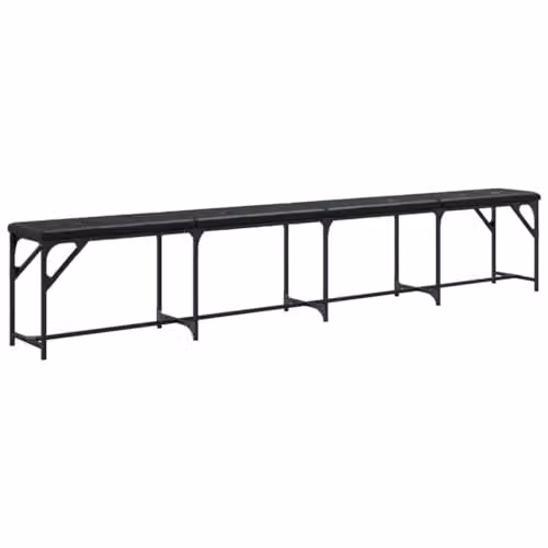 vidaXL Modern Dining Bench in Black with Steel and Synthetic Leather, W: 248 cm, D: 32 cm, H: 45 cm