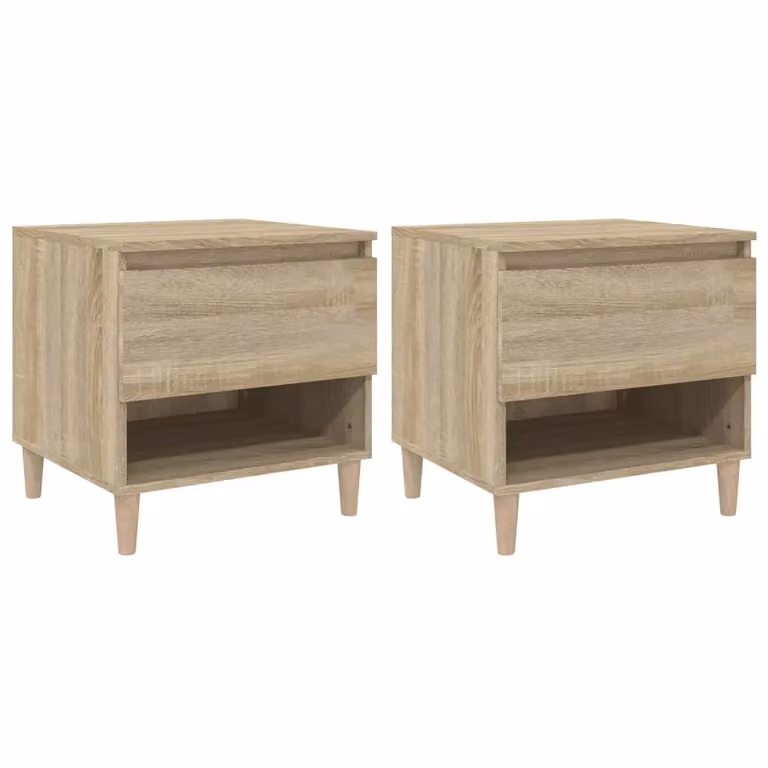 Berkfield Home Set of 2 Sonoma Oak Bedside Tables in Brown, W/D/H: 50 x 46 x 50 cm