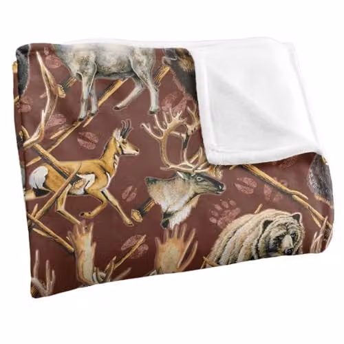 JQ Licensing Big Game Elk, Deer and Bear Hunting Pattern Super Soft Fleece Throw Blanket, Multicolour, W/D/H: 91 x 147 cm – 2