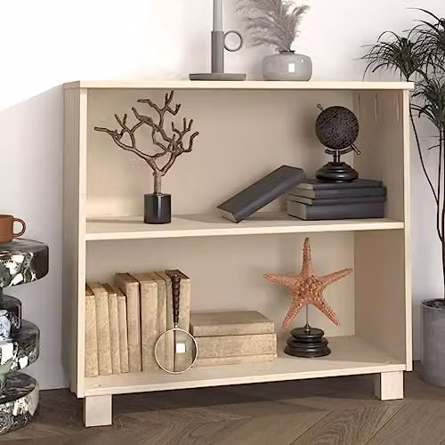 vidaXL HAMAR Solid Pine Tiered Shelf Sideboard, Brown and Beige, W: 85 cm, D: 35 cm, H: 180 cm – 1