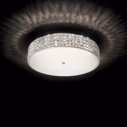 Netlighting Roma 9 Light Large Flush Ceiling Light in Chrome and Grey with Crystal Glass and G9 Bulbs – 2