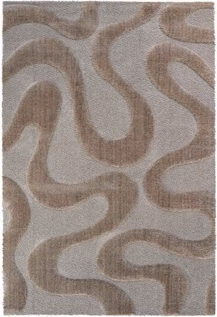 The Rug Shop UK Brown Modern Abstract Easy to Clean Polyester Area Rug W: 160 cm, D: 230 cm