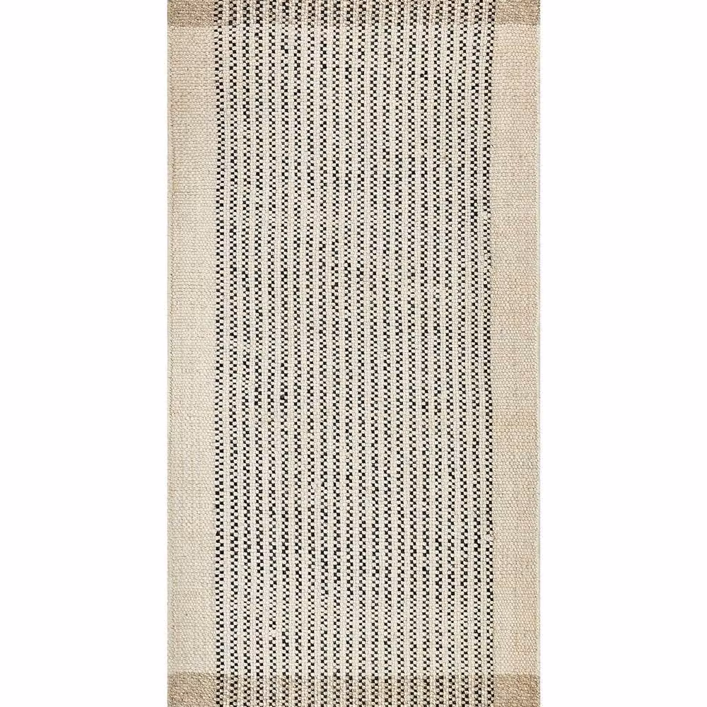 Wyld and Coco Handwoven Flatweave Rectangular Rug in Beige and Black with Fringes, W: 80 cm, L: 150 cm – 2