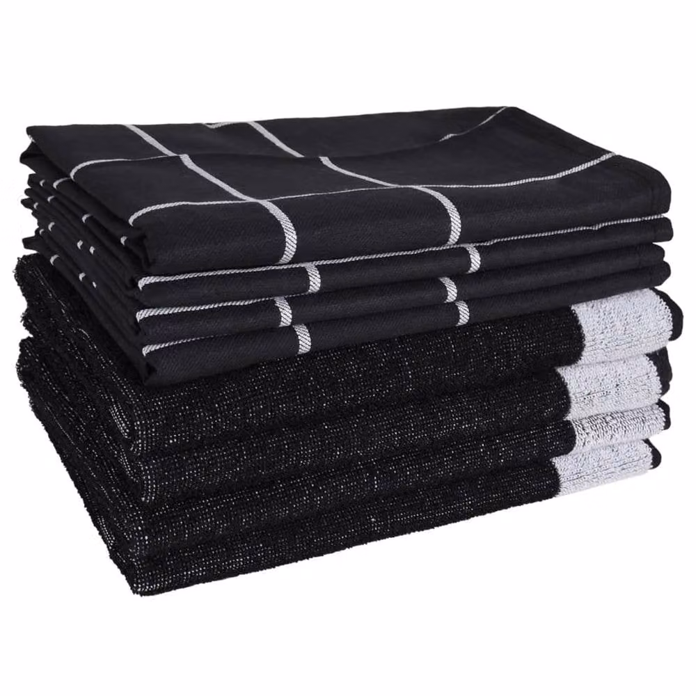 Berkfield Home 12 Piece Black Cotton Towel Set for Adults – 4