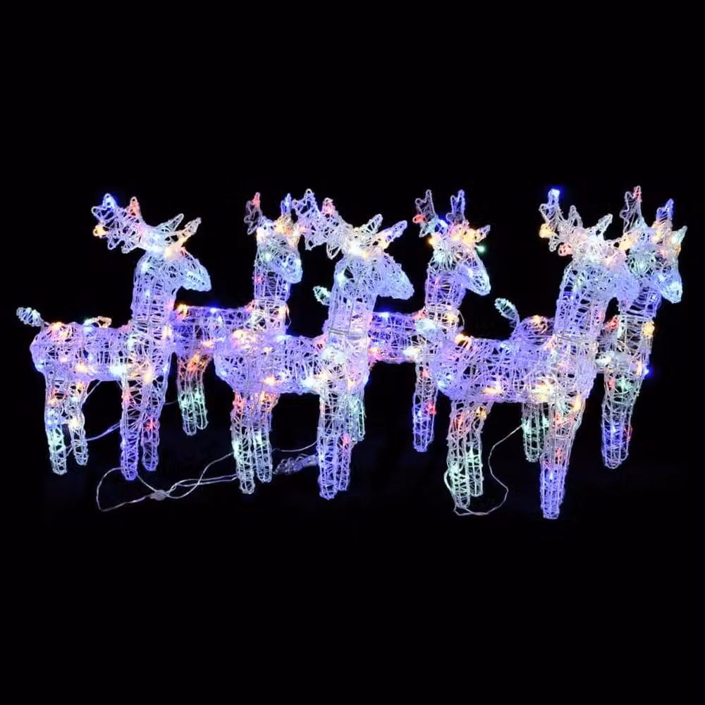 Berkfield Home Christmas Reindeer LED Lights, 6 Piece Multicolour Acrylic Set – 2