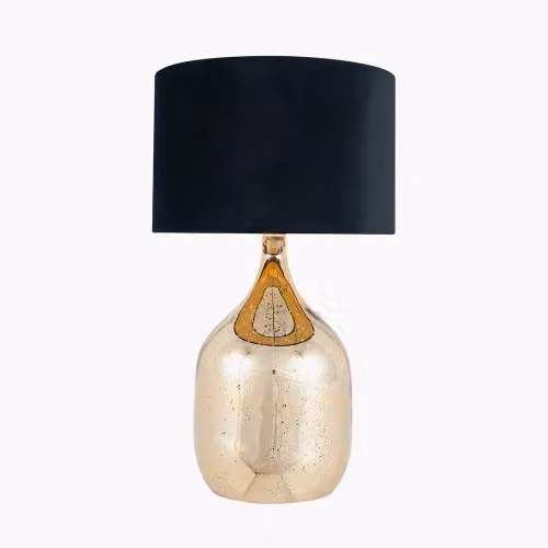 Ruma Gold Foxed Glass Dual Light Table Lamp with Black Shade – 2