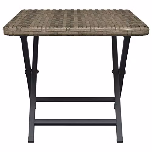 vidaXL Grey Poly Rattan Folding Table for Garden, Balcony or Terrace, W/D/H: 45 x 35 x 32 cm – 3