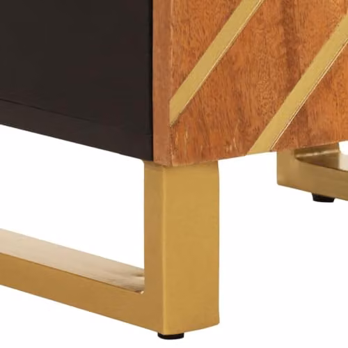 vidaXL Modern Mango Wood Bathroom Cabinet in Brown and Black, W: 38 cm, D: 33.5 cm, H: 160 cm – 6