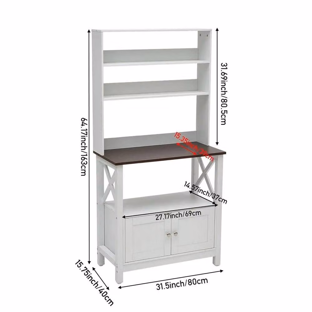 KORVIXA Modern White Matt Freestanding Kitchen Tall Unit with Hinged Doors and Open Shelving, Height: 163 cm, Width: 80 cm – 2