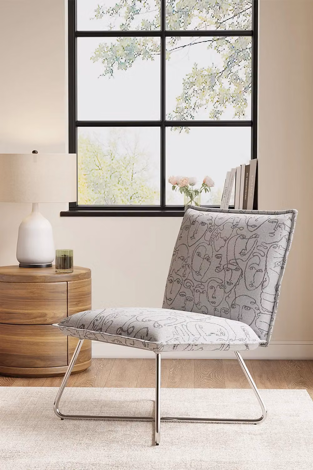 Livingandhome Modern Linen Accent Chair with Metal Legs in White – 2