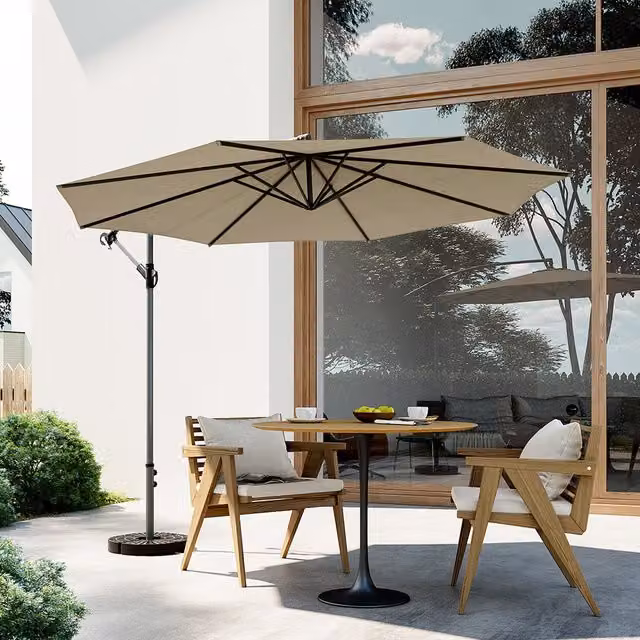 Breeins 3m Cantilever Parasol with Fillable Plastic Base in Beige